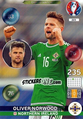 Sticker Oliver Norwood - UEFA Euro France 2016. Adrenalyn XL n. 223 - Panini
