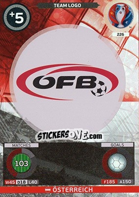 Sticker Team Logo - UEFA Euro France 2016. Adrenalyn XL n. 226 - Panini
