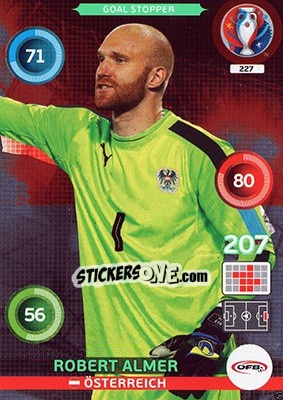 Sticker Robert Almer - UEFA Euro France 2016. Adrenalyn XL n. 227 - Panini
