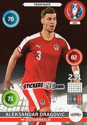 Sticker Aleksandar Dragovic - UEFA Euro France 2016. Adrenalyn XL n. 229 - Panini