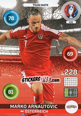 Sticker Marko Arnautovic - UEFA Euro France 2016. Adrenalyn XL n. 235 - Panini