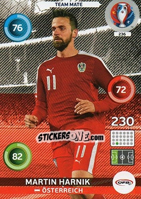 Sticker Martin Harnik - UEFA Euro France 2016. Adrenalyn XL n. 236 - Panini