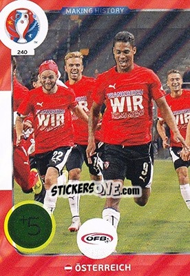 Figurina Making History - UEFA Euro France 2016. Adrenalyn XL n. 240 - Panini