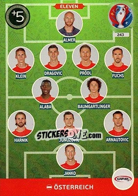 Sticker Eleven - UEFA Euro France 2016. Adrenalyn XL n. 243 - Panini