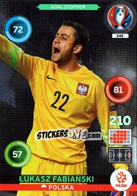 Sticker Lukasz Fabiański - UEFA Euro France 2016. Adrenalyn XL n. 245 - Panini