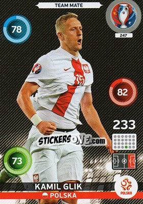 Sticker Kamil Glik - UEFA Euro France 2016. Adrenalyn XL n. 247 - Panini