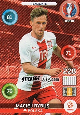 Sticker Maciej Rybus - UEFA Euro France 2016. Adrenalyn XL n. 251 - Panini