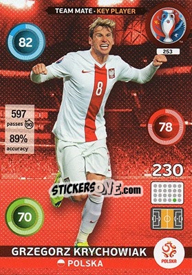 Sticker Grzegorz Krychowiak - UEFA Euro France 2016. Adrenalyn XL n. 253 - Panini