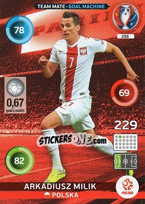 Sticker Arkadiusz Milik - UEFA Euro France 2016. Adrenalyn XL n. 255 - Panini