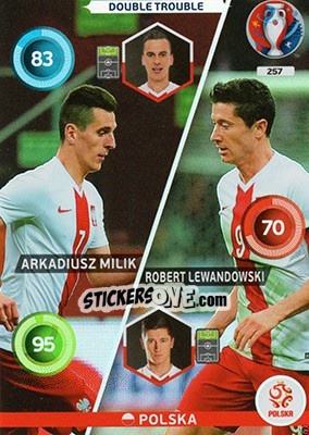 Sticker Arkadiusz Milik / Robert Lewandowski - UEFA Euro France 2016. Adrenalyn XL - Panini