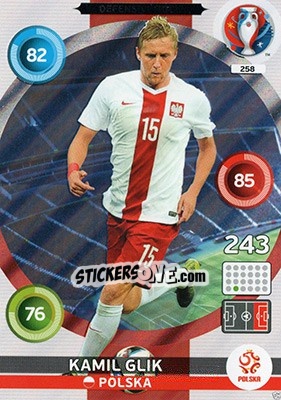 Sticker Kamil Glik - UEFA Euro France 2016. Adrenalyn XL n. 258 - Panini