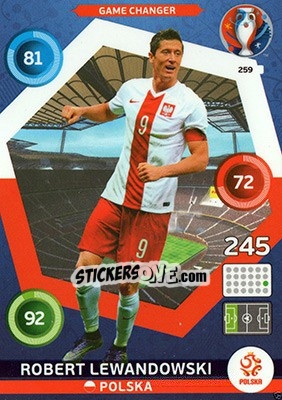 Sticker Robert Lewandowski - UEFA Euro France 2016. Adrenalyn XL n. 259 - Panini