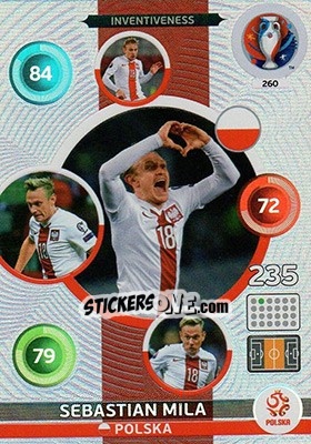 Sticker Sebastian Mila - UEFA Euro France 2016. Adrenalyn XL n. 260 - Panini