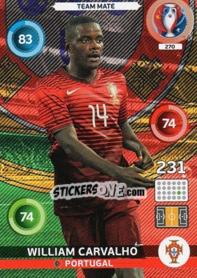 Sticker William Carvalho - UEFA Euro France 2016. Adrenalyn XL n. 270 - Panini