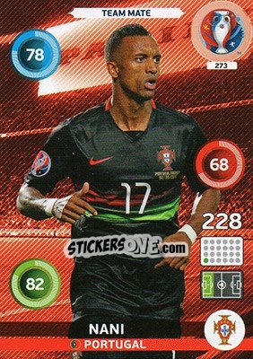 Sticker Nani - UEFA Euro France 2016. Adrenalyn XL n. 273 - Panini