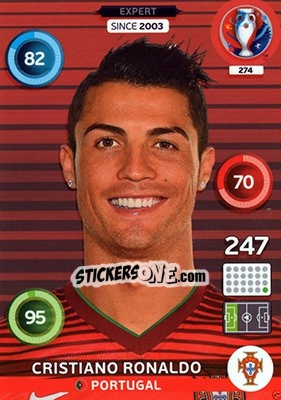 Figurina Cristiano Ronaldo - UEFA Euro France 2016. Adrenalyn XL - Panini