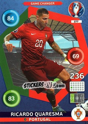 Sticker Ricardo Quaresma - UEFA Euro France 2016. Adrenalyn XL n. 277 - Panini