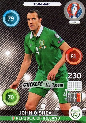 Sticker John O'Shea - UEFA Euro France 2016. Adrenalyn XL n. 282 - Panini