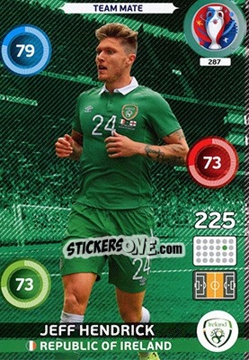 Sticker Jeff Hendrick - UEFA Euro France 2016. Adrenalyn XL n. 287 - Panini