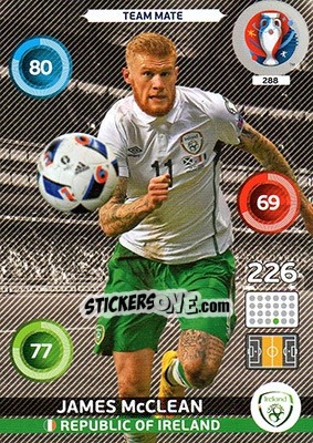 Sticker James McClean - UEFA Euro France 2016. Adrenalyn XL n. 288 - Panini