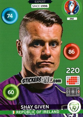 Sticker Shay Given - UEFA Euro France 2016. Adrenalyn XL n. 292 - Panini