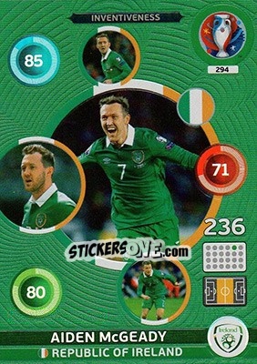 Sticker Aiden McGeady - UEFA Euro France 2016. Adrenalyn XL n. 294 - Panini