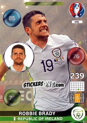 Sticker Robbie Brady - UEFA Euro France 2016. Adrenalyn XL n. 295 - Panini