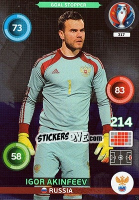 Sticker Igor Akinfeev - UEFA Euro France 2016. Adrenalyn XL n. 317 - Panini