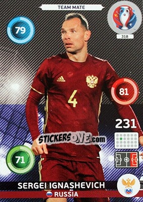 Sticker Sergei Ignashevich - UEFA Euro France 2016. Adrenalyn XL n. 318 - Panini