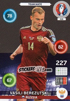 Sticker Vasili Berezutski - UEFA Euro France 2016. Adrenalyn XL n. 319 - Panini