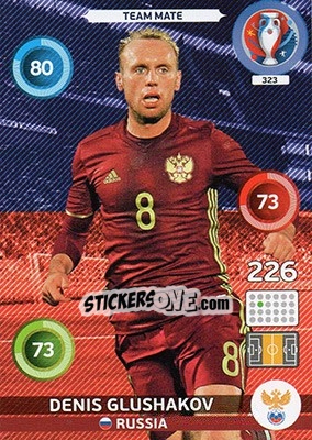 Sticker Denis Glushakov - UEFA Euro France 2016. Adrenalyn XL - Panini