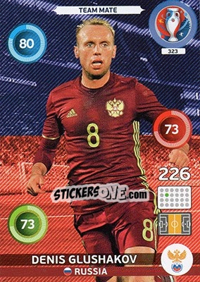 Sticker Denis Glushakov - UEFA Euro France 2016. Adrenalyn XL n. 323 - Panini