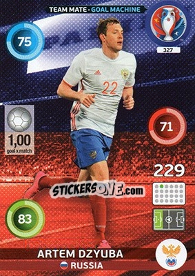 Sticker Artem Dzyuba - UEFA Euro France 2016. Adrenalyn XL n. 327 - Panini