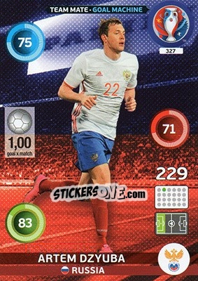 Sticker Artem Dzyuba - UEFA Euro France 2016. Adrenalyn XL - Panini