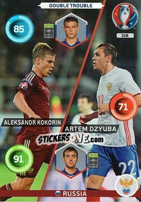 Sticker Aleksandr Kokorin / Artem Dzyuba - UEFA Euro France 2016. Adrenalyn XL n. 328 - Panini
