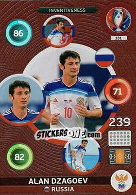 Sticker Alan Dzagoev - UEFA Euro France 2016. Adrenalyn XL n. 331 - Panini