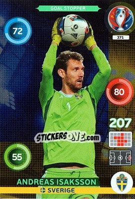 Sticker Andreas Isaksson - UEFA Euro France 2016. Adrenalyn XL n. 371 - Panini