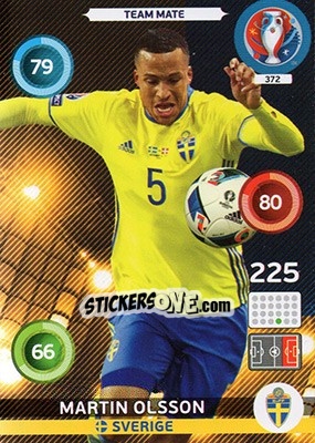 Sticker Martin Olsson - UEFA Euro France 2016. Adrenalyn XL n. 372 - Panini