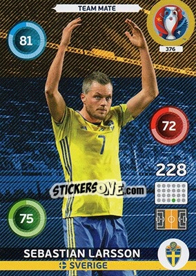 Sticker Sebastian Larsson - UEFA Euro France 2016. Adrenalyn XL n. 376 - Panini