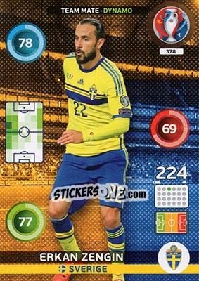 Sticker Erkan Zengin - UEFA Euro France 2016. Adrenalyn XL n. 378 - Panini