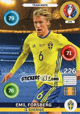 Sticker Emil Forsberg - UEFA Euro France 2016. Adrenalyn XL n. 379 - Panini