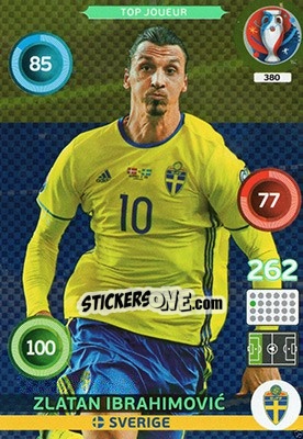 Sticker Zlatan Ibrahimovic - UEFA Euro France 2016. Adrenalyn XL n. 380 - Panini