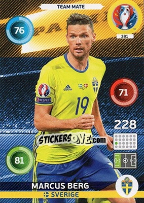 Sticker Marcus Berg - UEFA Euro France 2016. Adrenalyn XL n. 381 - Panini