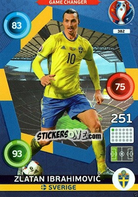 Sticker Zlatan Ibrahimovic - UEFA Euro France 2016. Adrenalyn XL n. 382 - Panini