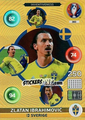 Sticker Zlatan Ibrahimovic - UEFA Euro France 2016. Adrenalyn XL n. 383 - Panini