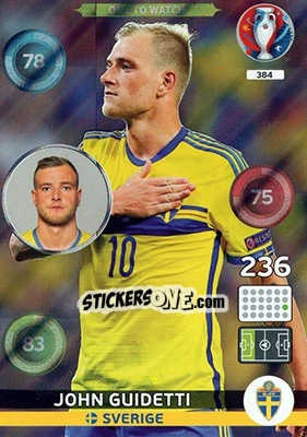 Sticker John Guidetti - UEFA Euro France 2016. Adrenalyn XL n. 384 - Panini