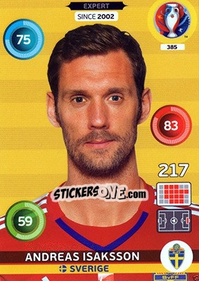 Sticker Andreas Isaksson - UEFA Euro France 2016. Adrenalyn XL n. 385 - Panini