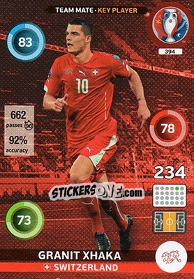 Sticker Granit Xhaka - UEFA Euro France 2016. Adrenalyn XL n. 394 - Panini