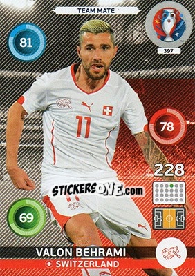 Sticker Valon Behrami - UEFA Euro France 2016. Adrenalyn XL n. 397 - Panini
