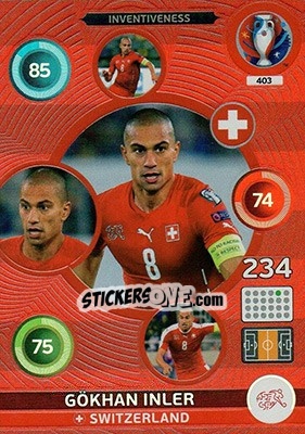 Sticker Gökhan Inler - UEFA Euro France 2016. Adrenalyn XL n. 403 - Panini